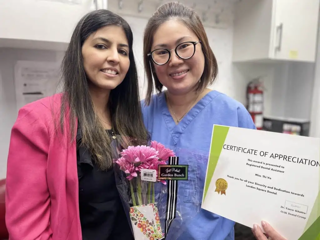 Dental assistants celebrating during appreciation week at London Square Dental