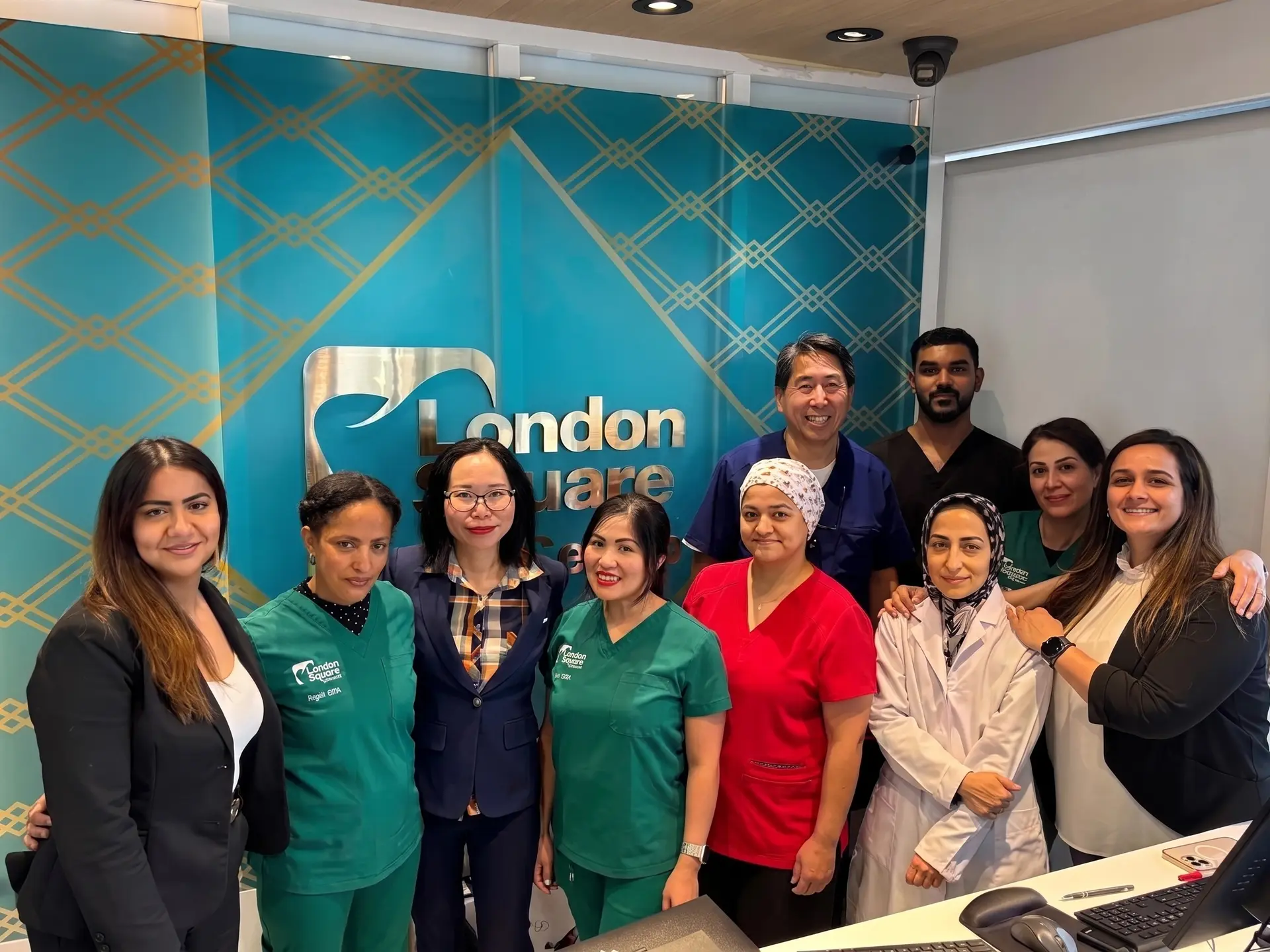 The London Square Dental Centre team welcoming new patients at our Calgary clinic